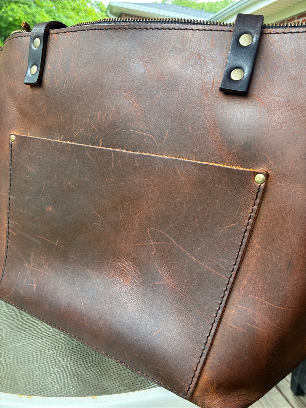Portland Leather Zippered Large Tote Bag - Picture 11 of 16